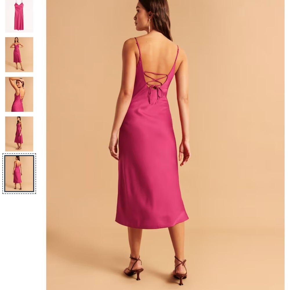 Abercrombie Lace Up Back Slip Midi Dress